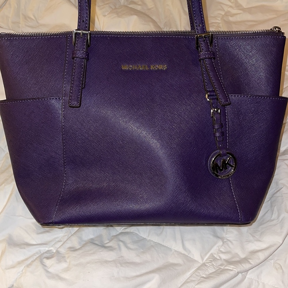 Michael Kors Purple Steffano leather satchel